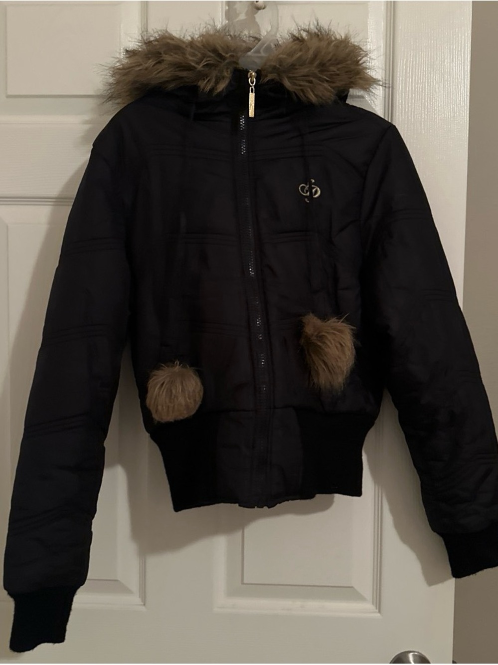 Aeropostale Black Puffer Jacket with Faux Fur Trim